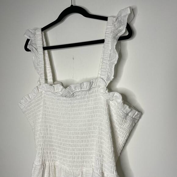 Eloquii NWT White Smocked Bodice Ruffle Midi Dress 26/28 - Picture 4 of 8